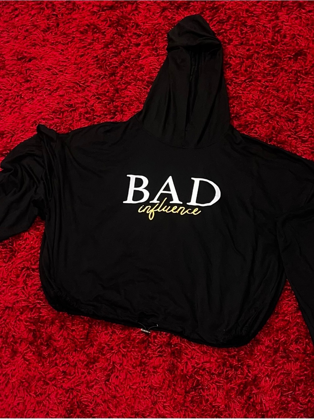 UK2LA Brand New Bad Influence cropped pullover hoodie. Size XL